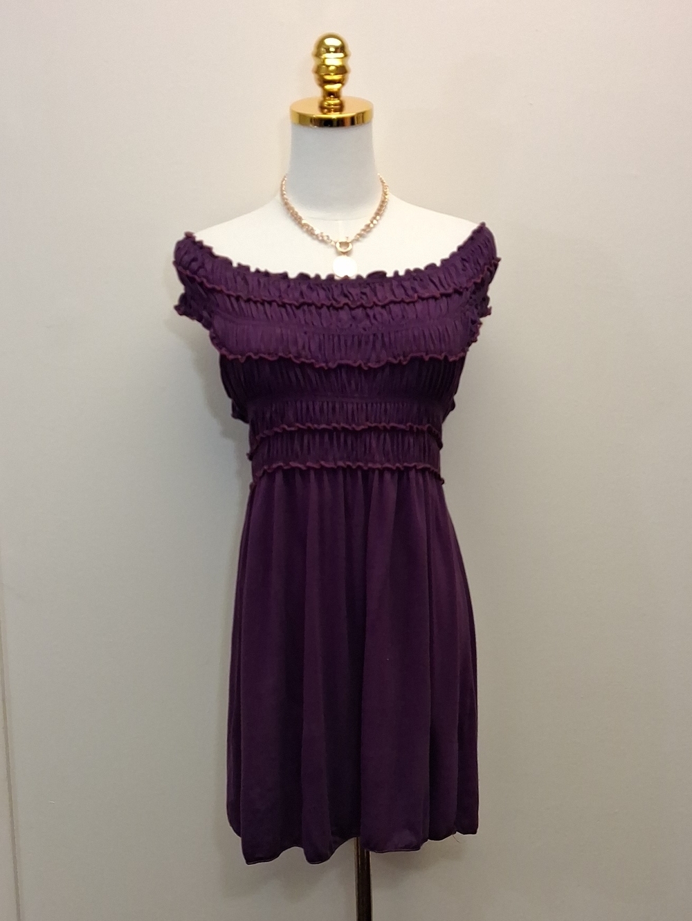 Max Studio Purple Smocked One Shoulder Dress Size Medium